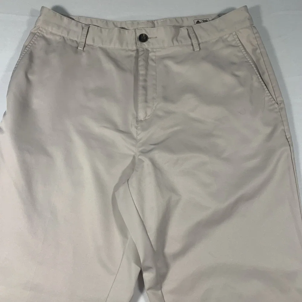 Adidas ClimaLite Golf Pants Men's 35 x 32 Beige Flat Front Regular Straight‎ Leg